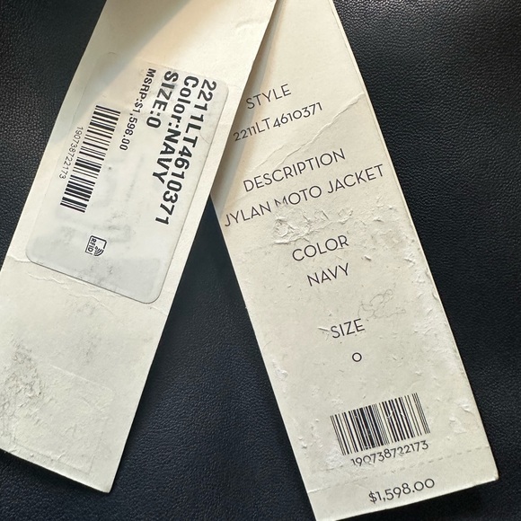 Veronica Beard NWT $1,598 size 0 Jylan Navy Blue Leather Moto Jacket - Picture 6 of 11